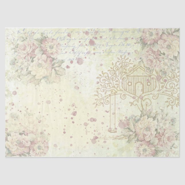 Papel De Seda Diseño de Rosas Shabby Chic 3 (Anverso)