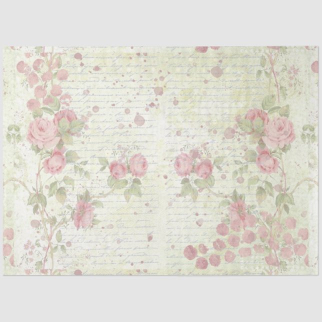 Papel De Seda Diseño de Rosas Shabby Chic 5 (Anverso)