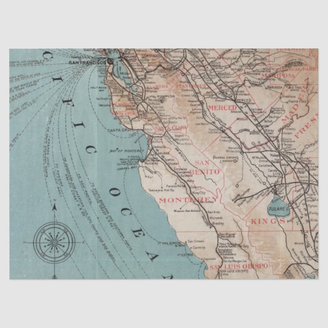 Papel De Seda Diseño de serie de mapas antiguos 6 (Anverso)