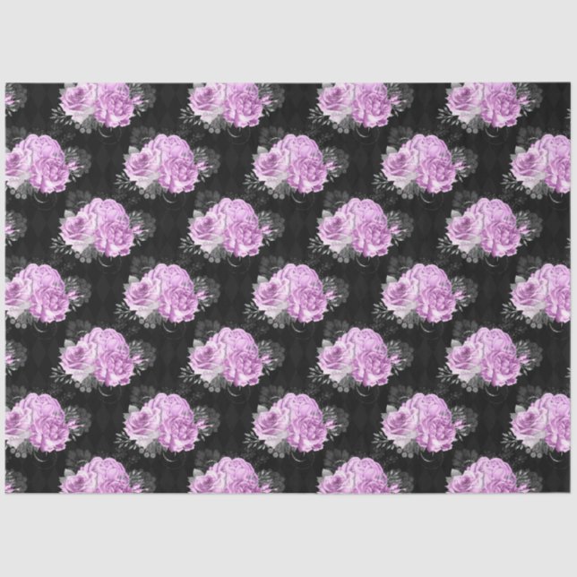 Papel De Seda Diseño de serie floral morada y plateada 10 (Anverso)