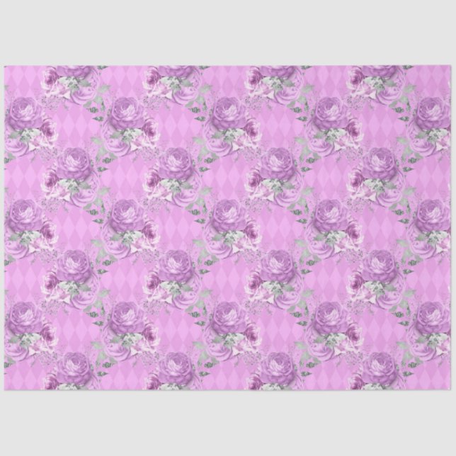 Papel De Seda Diseño de serie floral morada y plateada 14 (Anverso)