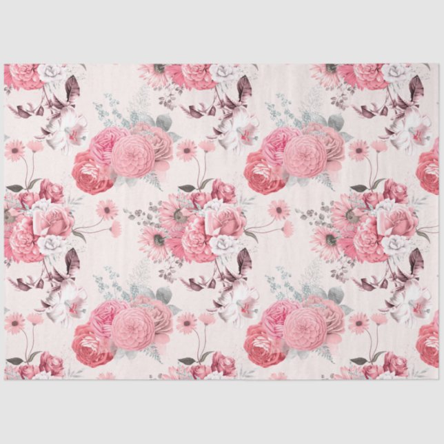 Papel De Seda Diseño de serie floral rosa 6 (Anverso)