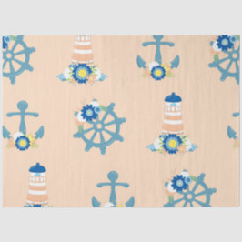 Papel De Seda Diseño de serie náutica floral 4