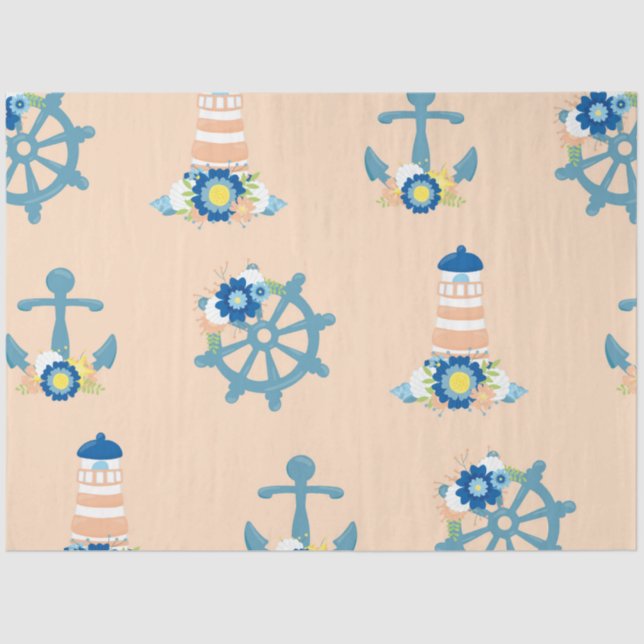 Papel De Seda Diseño de serie náutica floral 4 (Anverso)