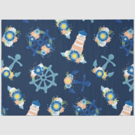 Papel De Seda Diseño de serie náutica floral 6