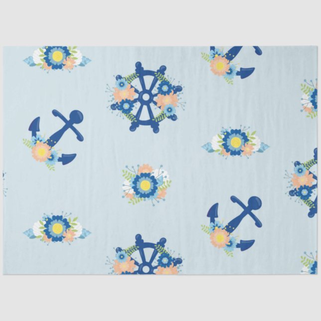 Papel De Seda Diseño de serie náutica floral 8 (Anverso)