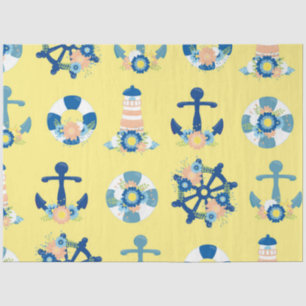 Papel De Seda Diseño de serie náutica floral 9