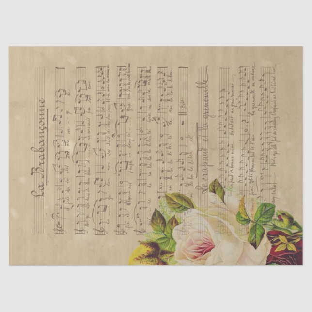 Papel De Seda Diseño de series de música y Rosas 13 (Anverso)