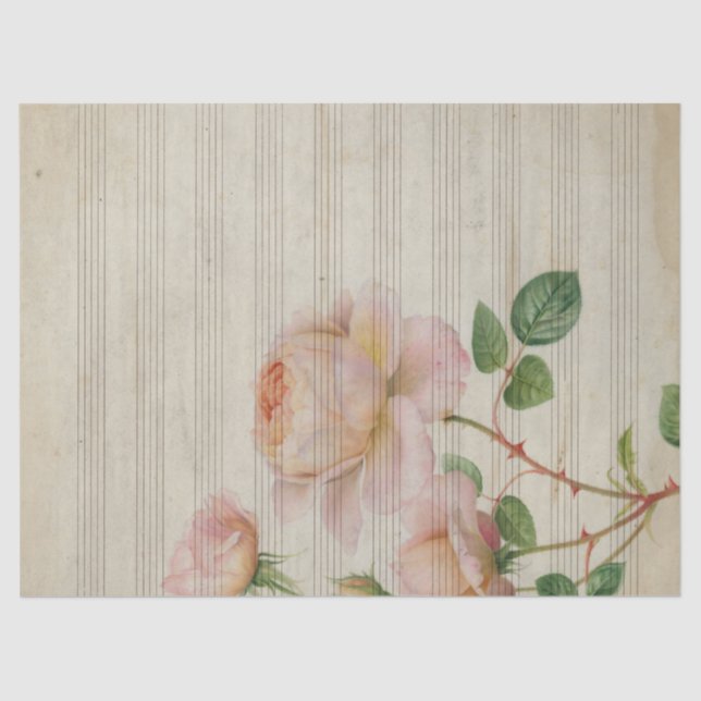 Papel De Seda Diseño de series de música y Rosas 15 (Anverso)