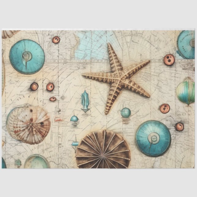 Papel De Seda Diseño de series náuticas chic de Shabby 6 (Anverso)