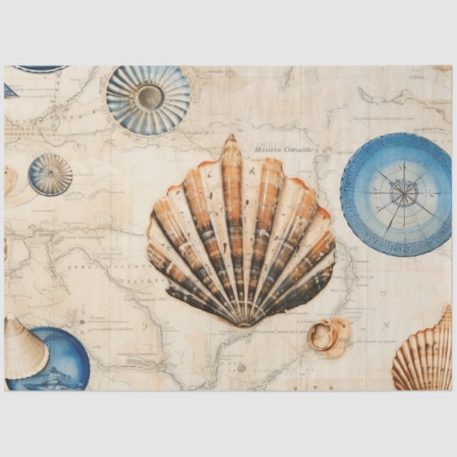 Papel De Seda Diseño de series náuticas chic Shabby 13 (Anverso)