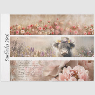 Papel De Seda Diseño de sierra de mano Decoupage Rosa, Peonía, V