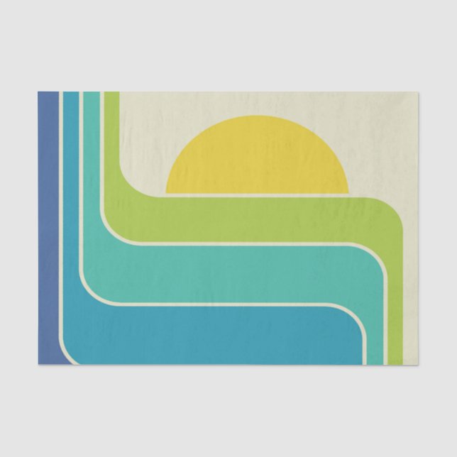 Papel De Seda Diseño de Sol Geométrico Retro (Anverso)