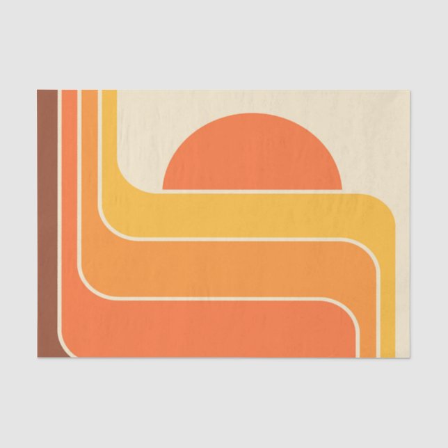 Papel De Seda Diseño de Sol Geométrico Retro (Anverso)