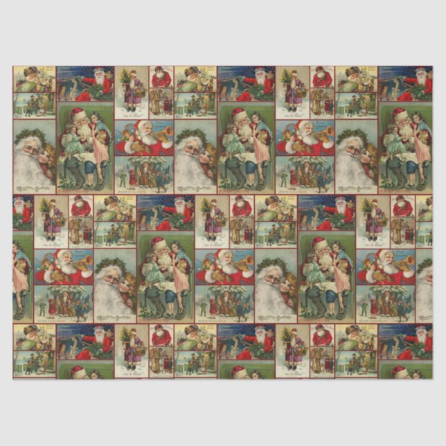 Papel De Seda Diseño de tarjetas de Navidades Santa Vieja (Anverso)