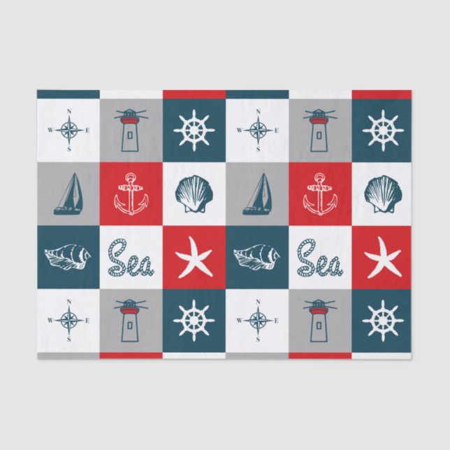 Papel De Seda Diseño de temática náutica (Anverso)
