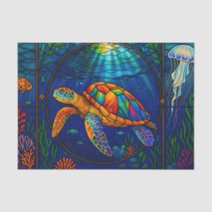 Papel De Seda Diseño de tortuga marina de vidrio tintado vibrant