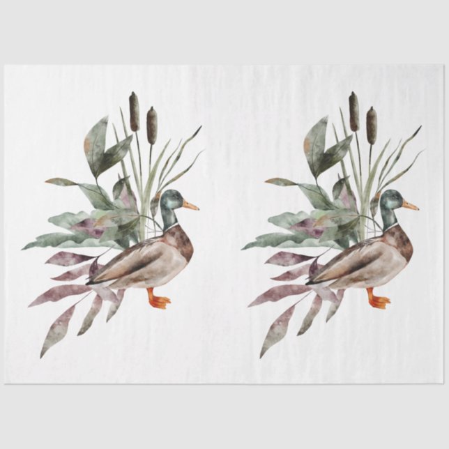 Papel De Seda Diseño de una serie de animales y flores de otoño  (Anverso)