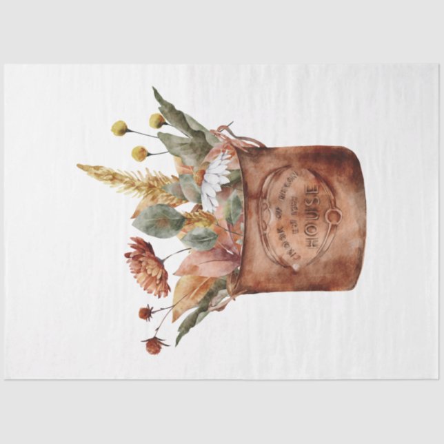 Papel De Seda Diseño de una serie de animales y flores de otoño  (Anverso)