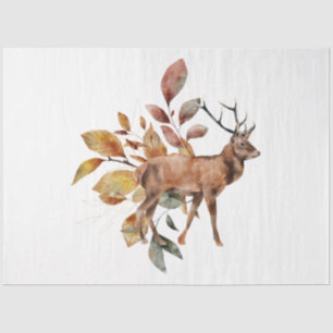 Papel De Seda Diseño de una serie de animales y flores de otoño 