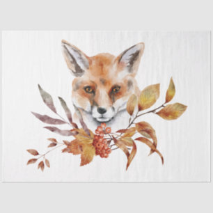 Papel De Seda Diseño de una serie de animales y flores de otoño 