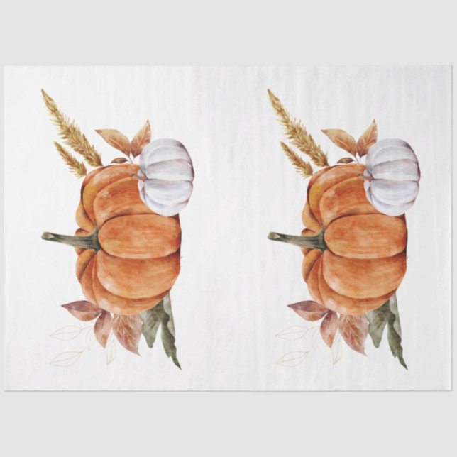 Papel De Seda Diseño de una serie de animales y flores de otoño  (Anverso)