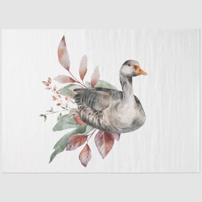 Papel De Seda Diseño de una serie de animales y flores de otoño  (Anverso)