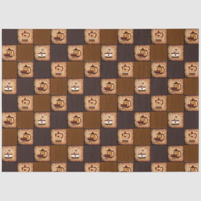 Papel De Seda Diseño del café Patrón de desenlace rústico (Anverso)