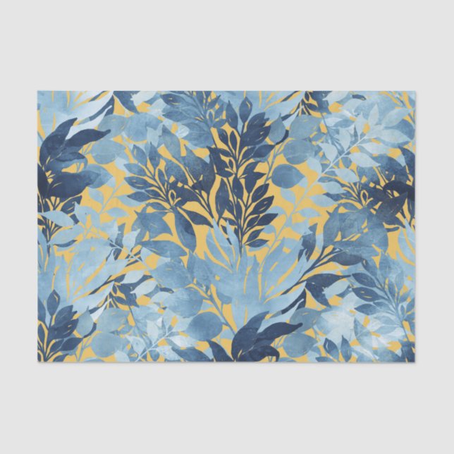 Papel De Seda Diseño del olimín azul metálico tropical (Anverso)