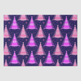 Papel De Seda Diseño del patrón azul rosado del árbol de Navidad