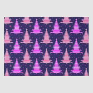 Papel De Seda Diseño del patrón azul rosado del árbol de Navidad