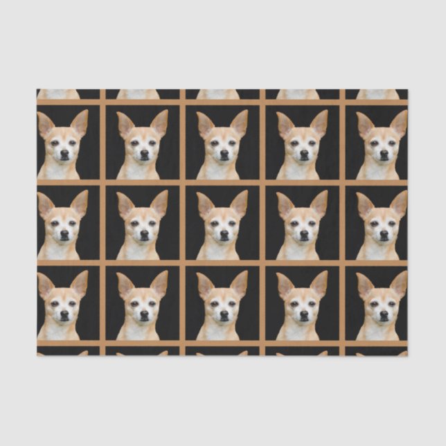 Papel De Seda Diseño del patrón chihuahua Perro negro Tan (Anverso)