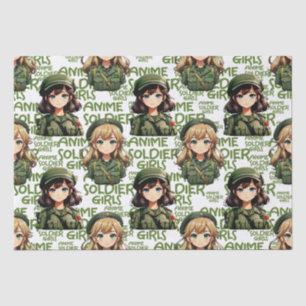Papel De Seda Diseño del patrón de Chicas de soldados animales