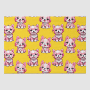 Papel De Seda Diseño del patrón de perro de cachorro rosa - amar