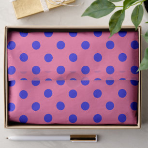 Papel De Seda Diseño del patrón de puntos de polka rosa sobre az