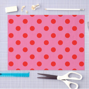 Papel De Seda Diseño del patrón de puntos de polka rosados sobre
