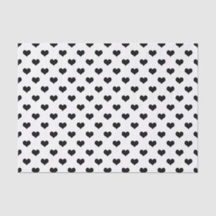 Papel De Seda Diseño del patrón del corazón de amor negro blanco
