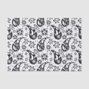Papel De Seda Diseño del patrón Paisley floral blanca
