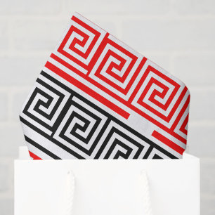 Papel De Seda Diseño del patrón rojo blanco negro griego de clav