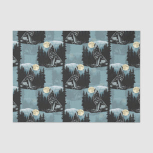 Papel De Seda Diseño del patrón Wolf Howling At Moon