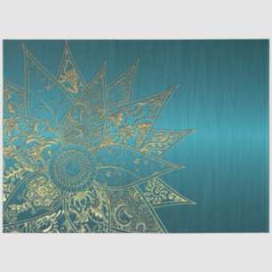 Papel De Seda Diseño dibujado a mano con henna de flores