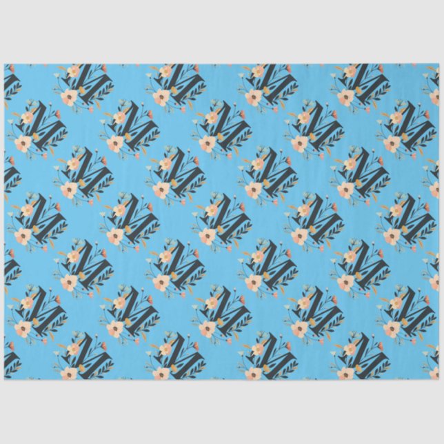 Papel De Seda Diseño elegante en monograma Letra M patrón 1 (Anverso)