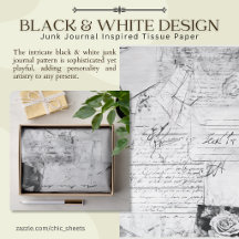 Diseño en negro y blanco inspirado en Junk Journal