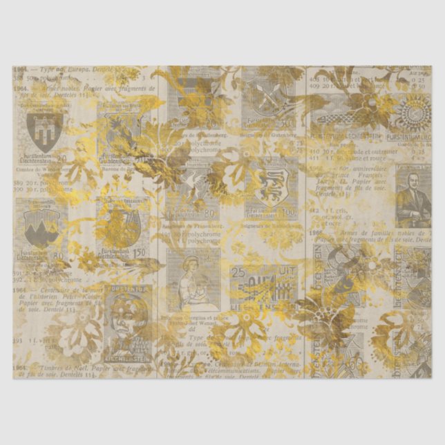 Papel De Seda Diseño Ephemera Gold Series 1 (Anverso)