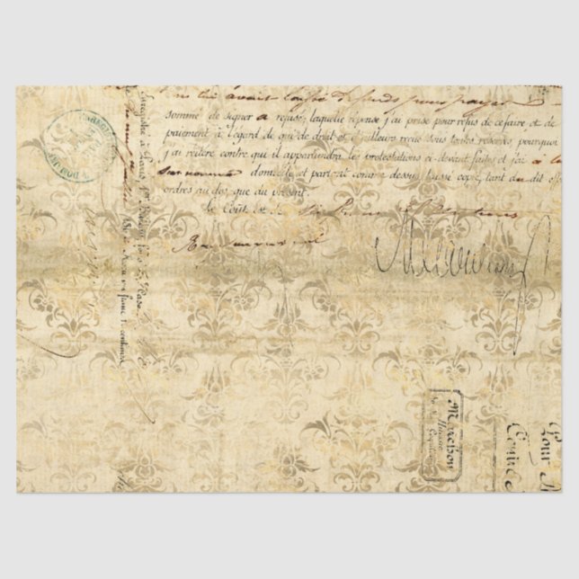 Papel De Seda Diseño Ephemera Gold Series 7 (Anverso)