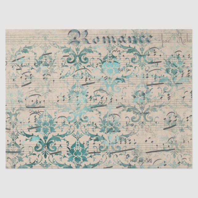 Papel De Seda Diseño Ephemera Turquoise Paper Series 1 (Anverso)