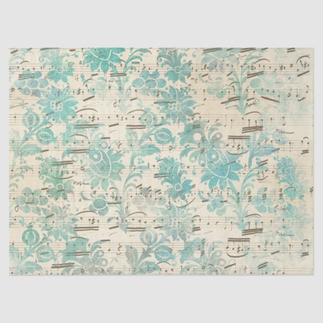 Papel De Seda Diseño Ephemera Turquoise Paper Series 7 (Anverso)