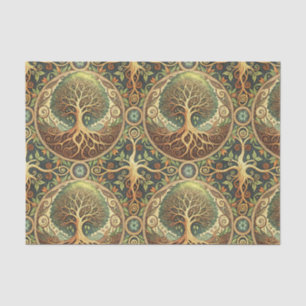 Papel De Seda Diseño Espiritual de Patrón de Mandala del Árbol d
