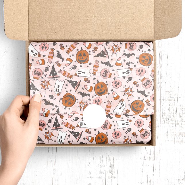 Papel De Seda Diseño fantasmal con calabazas, fantasmas y murcié (Subido por el creador)
