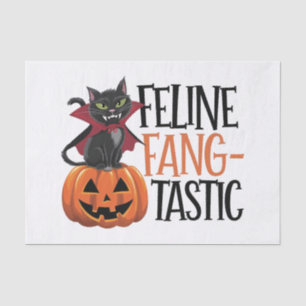 Papel De Seda Diseño felino de un gato de vampiros de Halloween